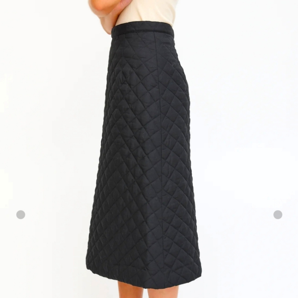 Horses Atelier Black Quilted A-Line Midi-Skirt size 2